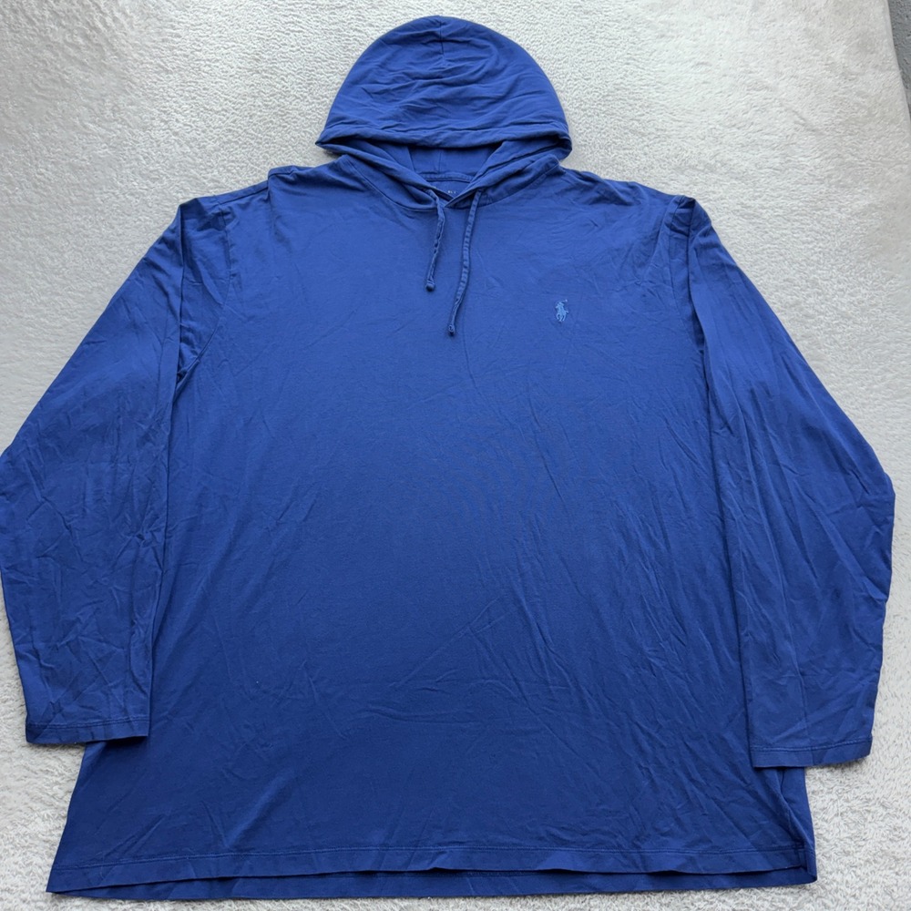 Polo Ralph Lauren Mens Royal Blue Cotton Long Sleeve Hooded T-Shirt Size 3XL